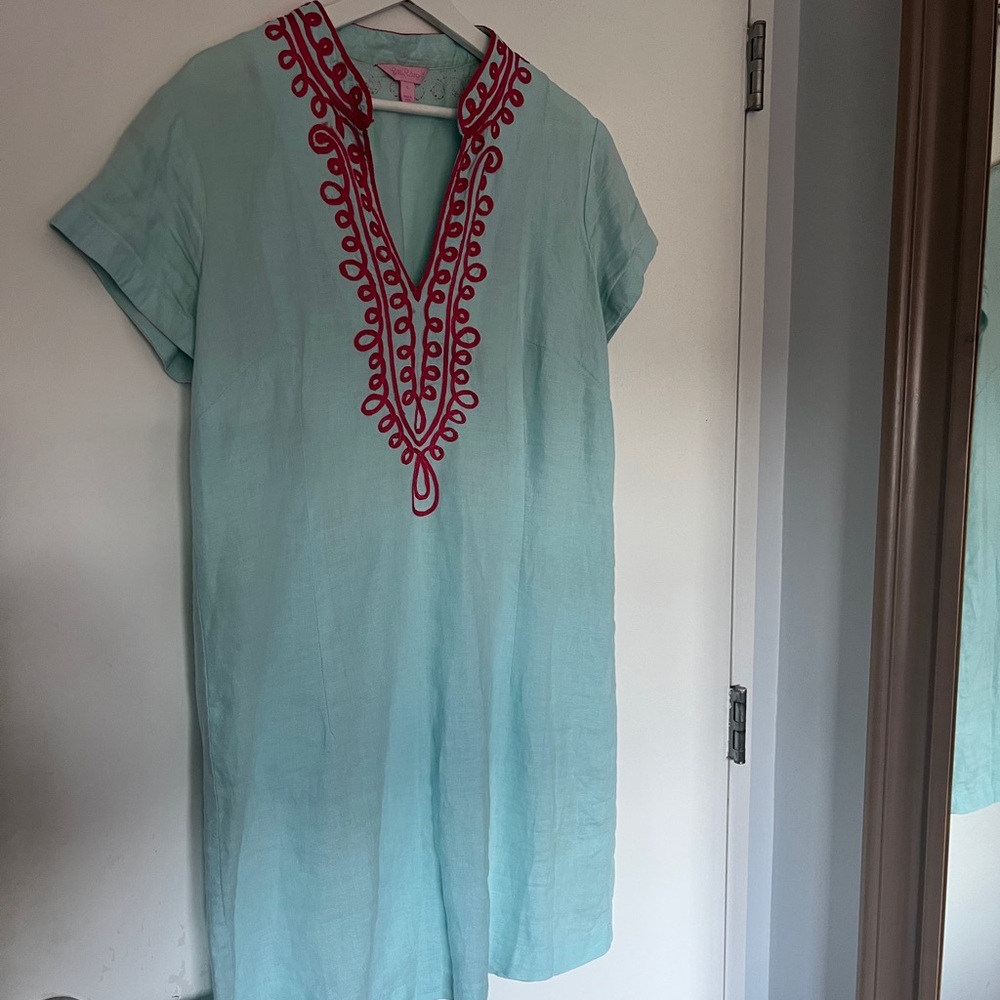 Lilly Pulitzer Turquoise Dress with Pink Detailing